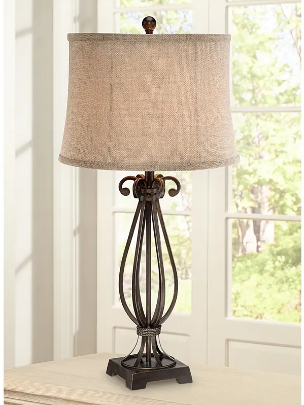 Regency Hill 32" High Taos Scroll Metal Iron Table Lamp