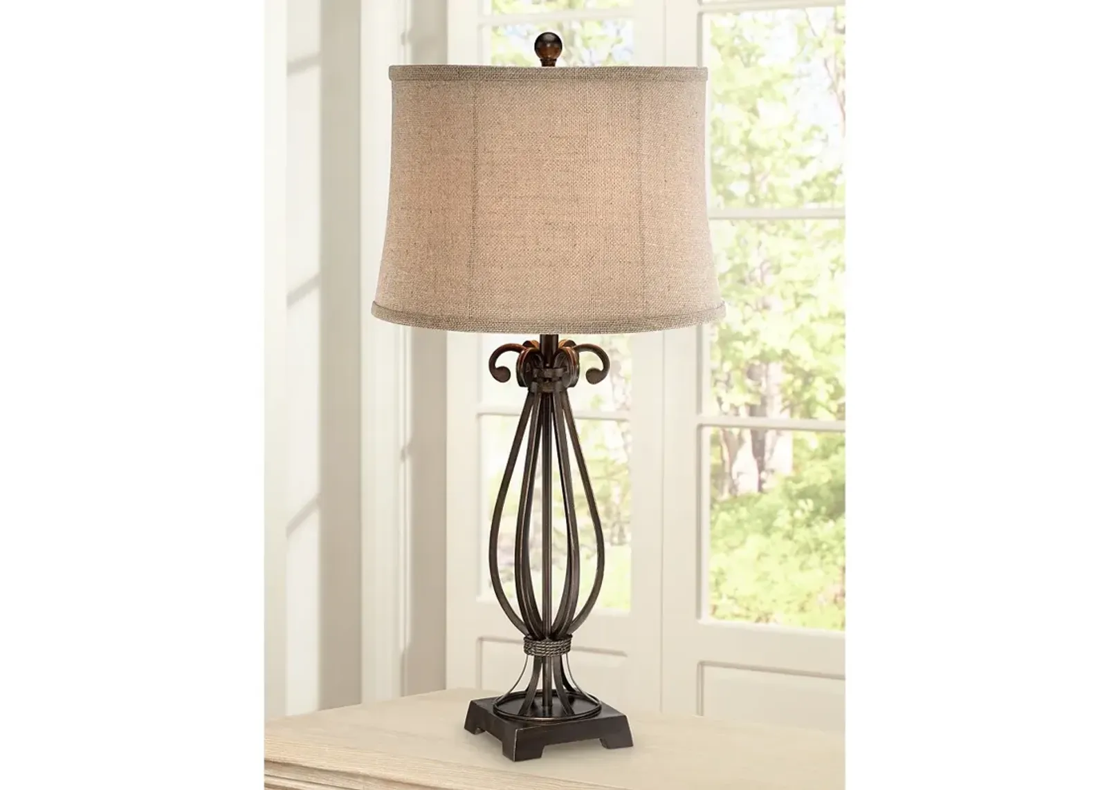 Regency Hill 32" High Taos Scroll Metal Iron Table Lamp