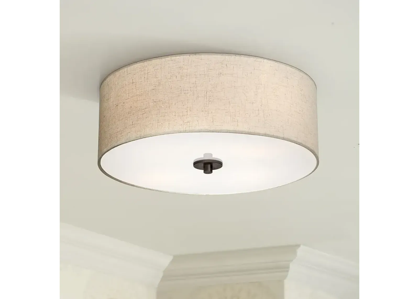 Regency Hill Sylvan 18" Wide Oatmeal Drum Ceiling Light