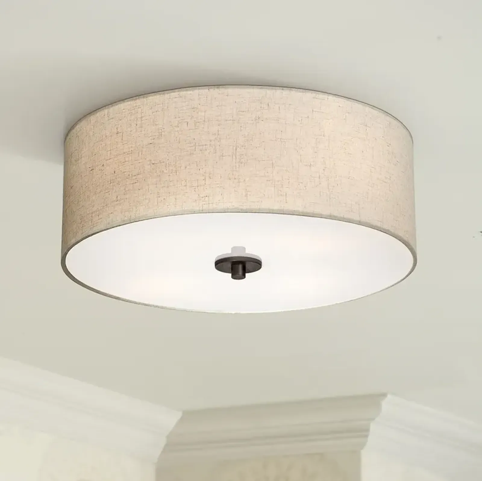 Regency Hill Sylvan 18" Wide Oatmeal Drum Ceiling Light