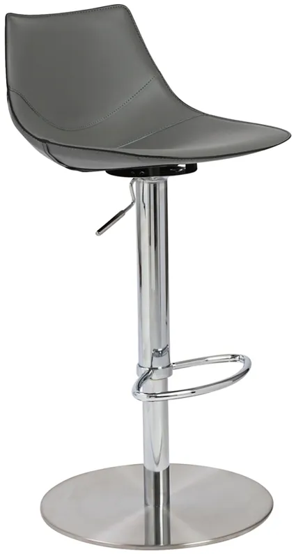 Rudy Gray and Steel Adjustable Bar or Counter Stool
