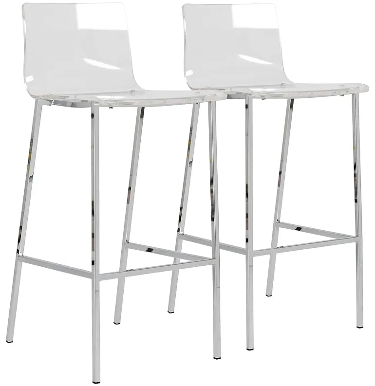 Chloe Chrome 30" High Acrylic Armless Barstool Set of 2