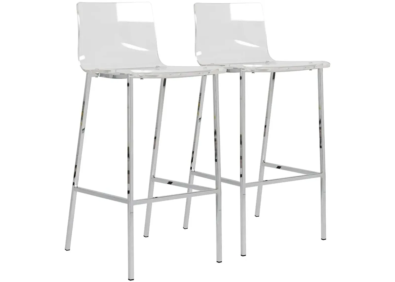 Chloe Chrome 30" High Acrylic Armless Barstool Set of 2