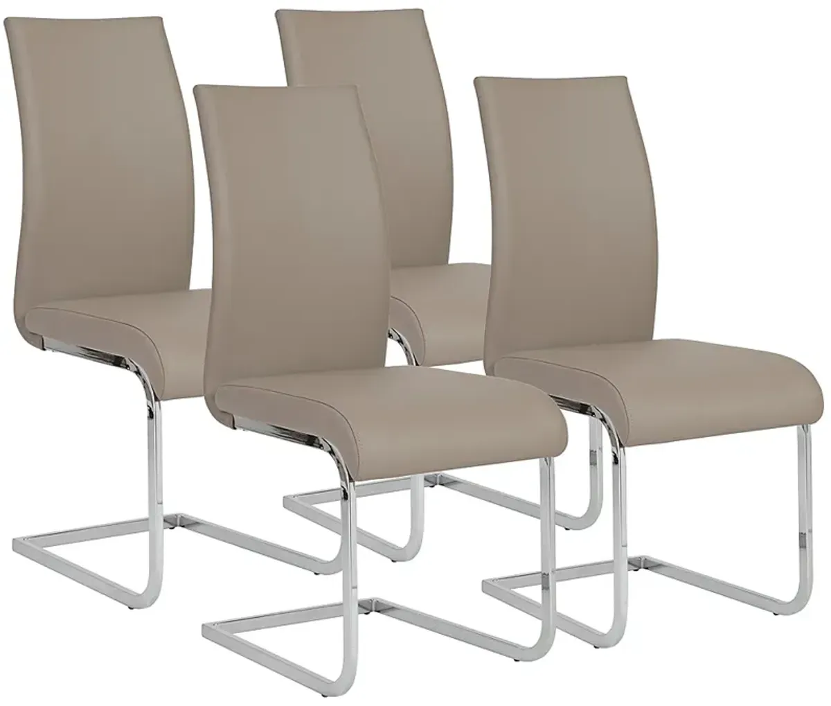 Set of 4 Epifania Taupe Leatherette Side Chairs