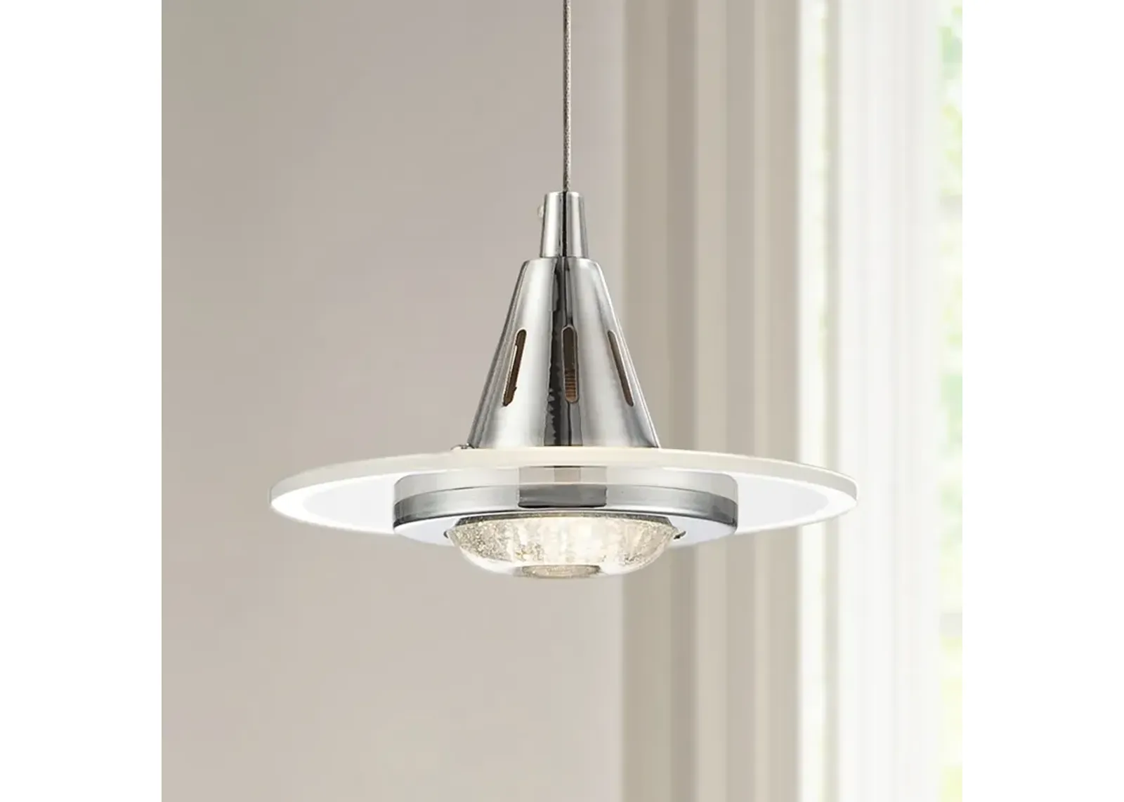 Possini Euro Menos 6 1/4" Wide Modern Chrome LED Mini Pendant Light