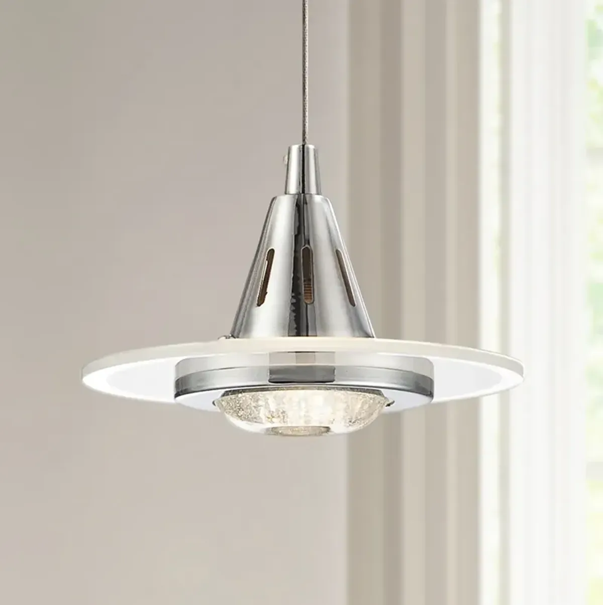 Possini Euro Menos 6 1/4" Wide Modern Chrome LED Mini Pendant Light