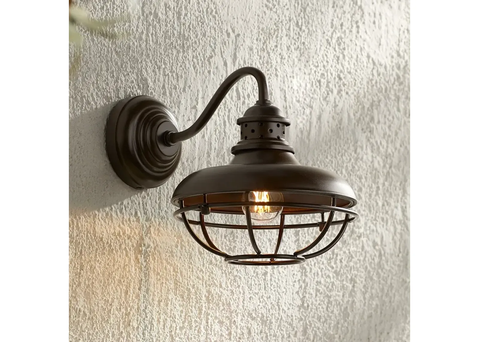 Franklin Park 9" High Bronze Metal Cage Outdoor Wall Light