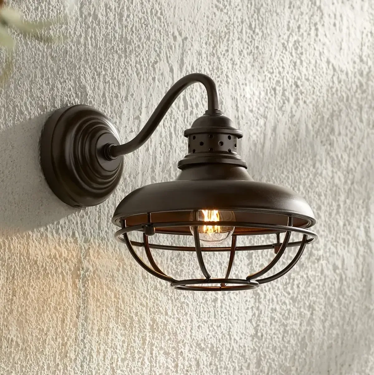 Franklin Park 9" High Bronze Metal Cage Outdoor Wall Light