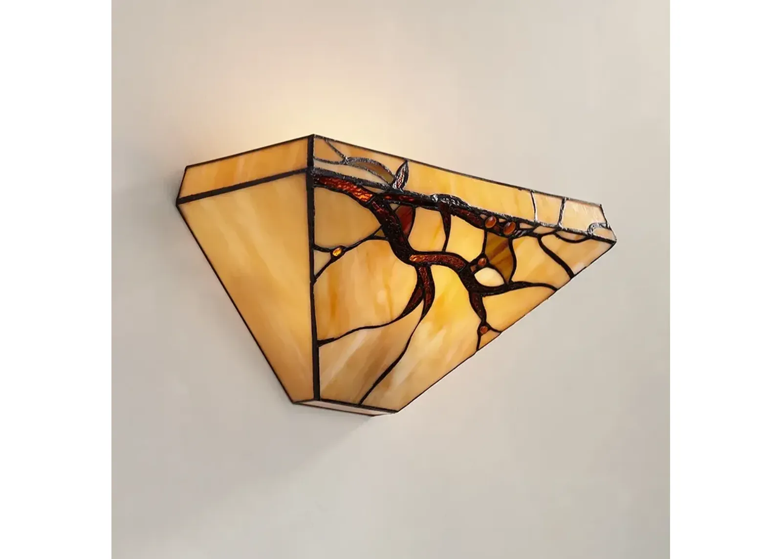 Budding Branch 14" Wide Tiffany-Style Glass Wall Sconce