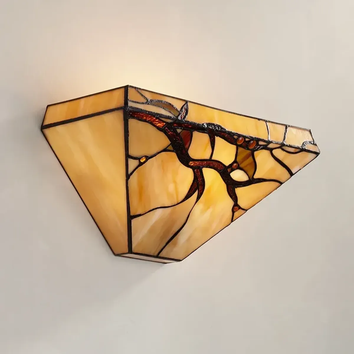 Robert Louis Tiffany Budding Branch 14" Wide Art Glass Wall Sconce