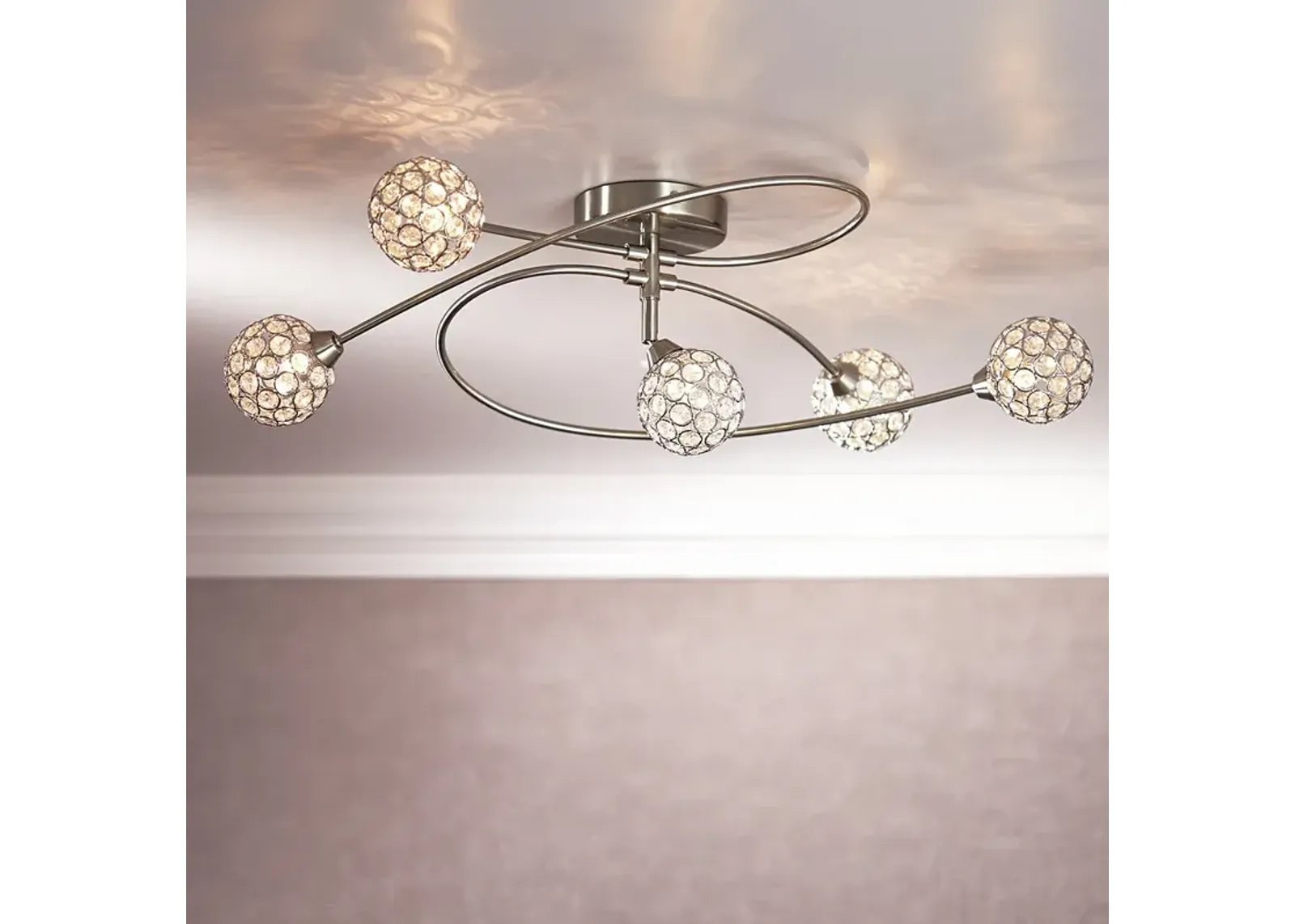 Possini Euro Orella 28 1/2" Wide 5 Light Modern Nickel Ceiling Light