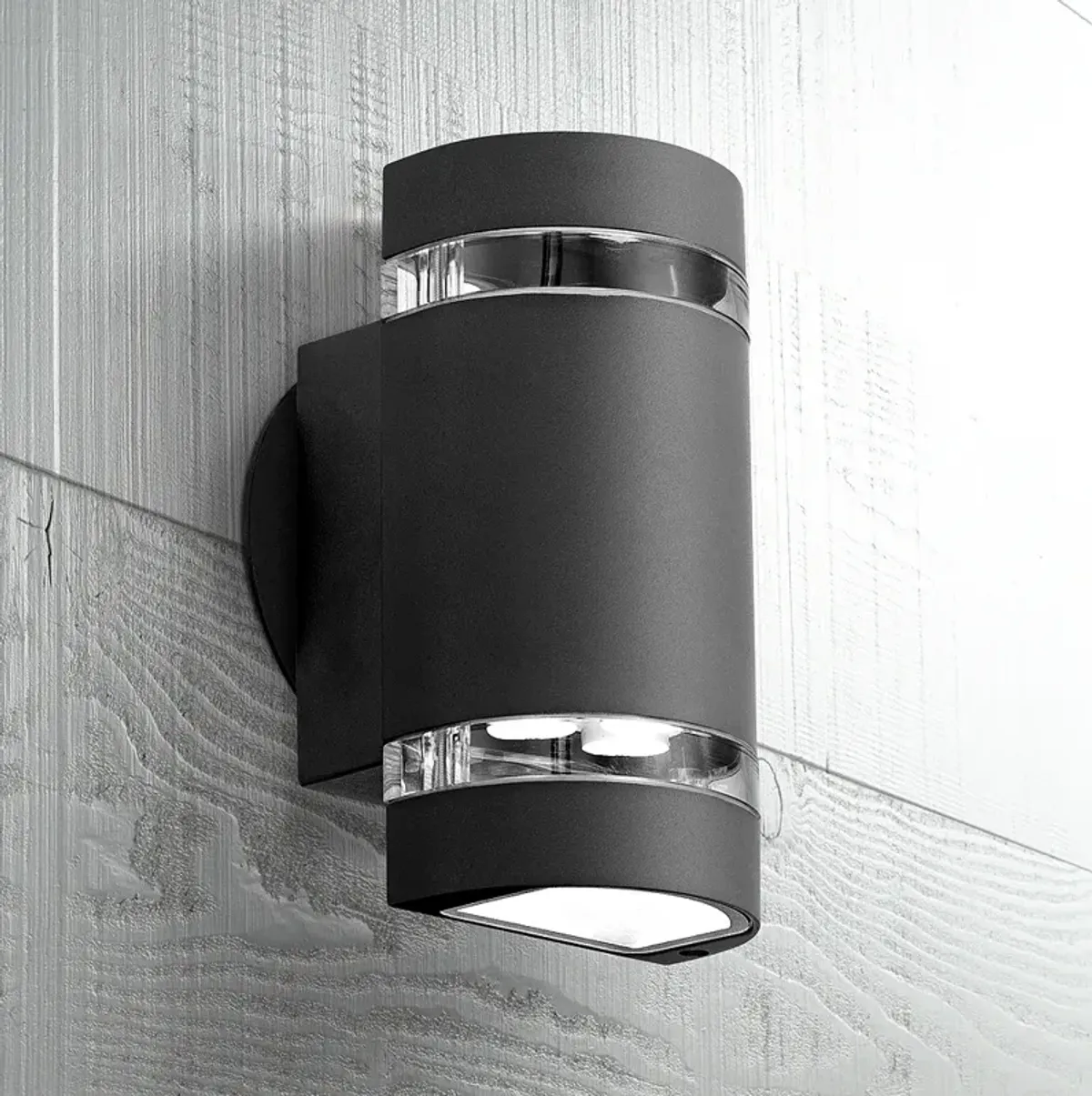 Possini Euro Caldwell 7 3/4" High Black Up and Down LED Outdoor Light