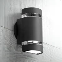 Possini Euro Wynnsboro 7 3/4" High Black Up and Down LED Outdoor Light
