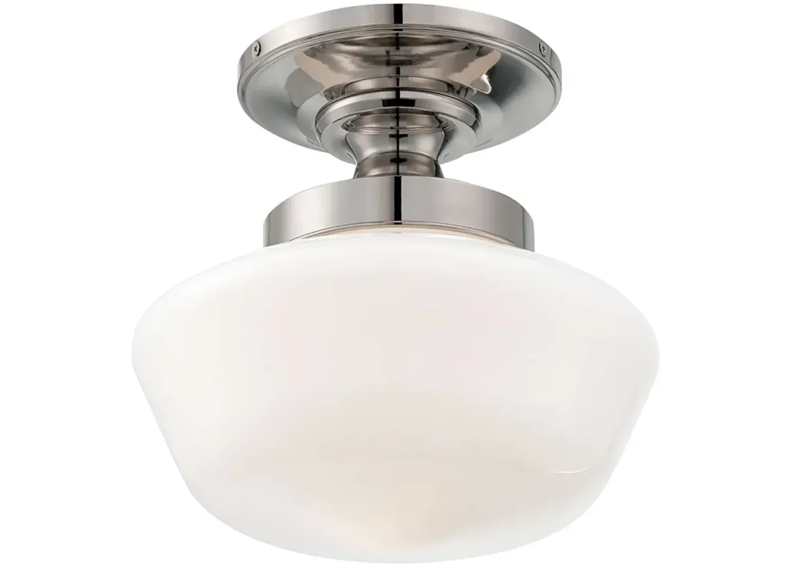 Schoolhouse Style 12" Wide Polished Nickel Ceiling Light