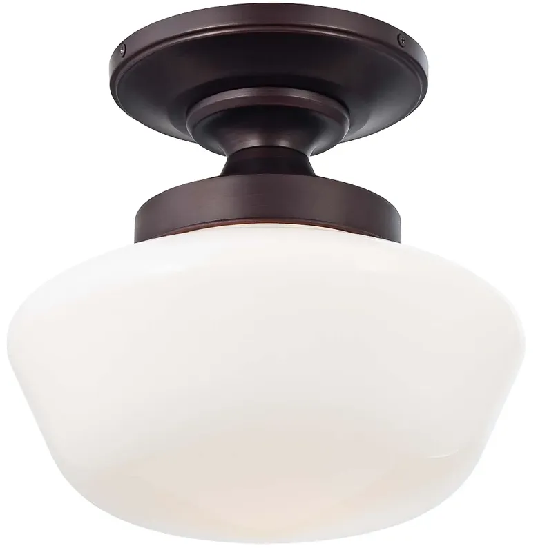 Schoolhouse Style 12" Wide Brushed Bronze Ceiling Light