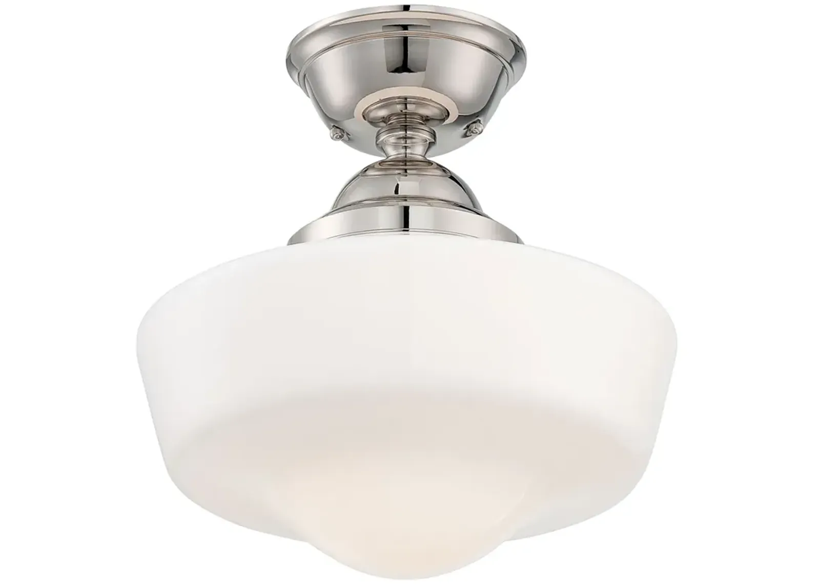 Schoolhouse Style 13 3/4" Wide Polished Nickel Ceiling Light