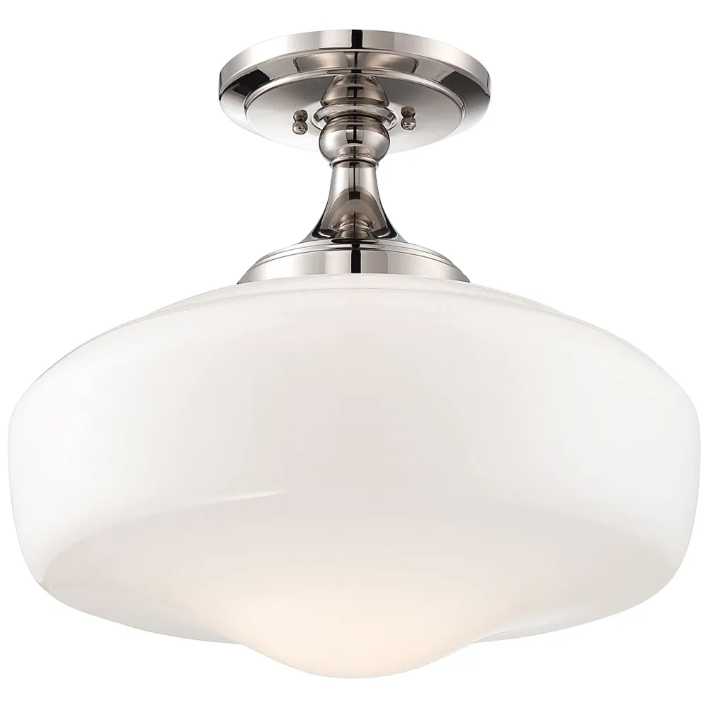 Schoolhouse Style 17 1/4" Wide Polished Nickel Ceiling Light