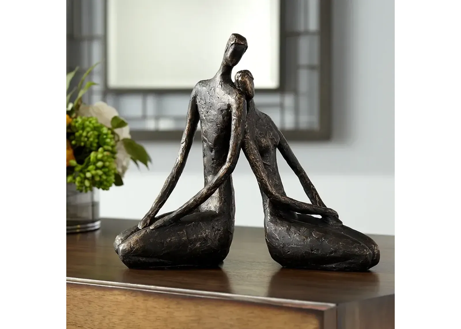 Loving Couple 11 1/2" Wide Bronze Sculpture