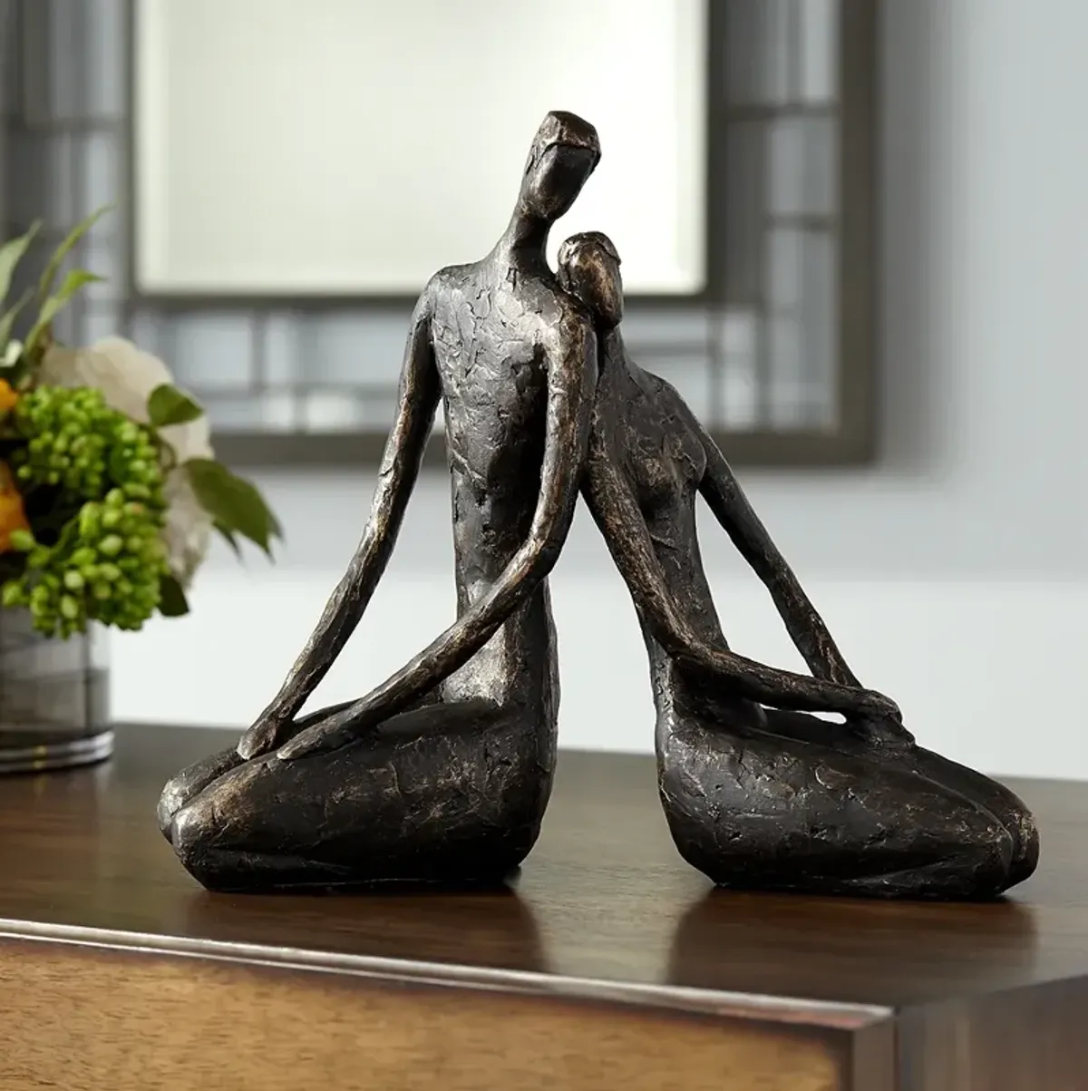 Loving Couple 11 1/2" Wide Bronze Sculpture