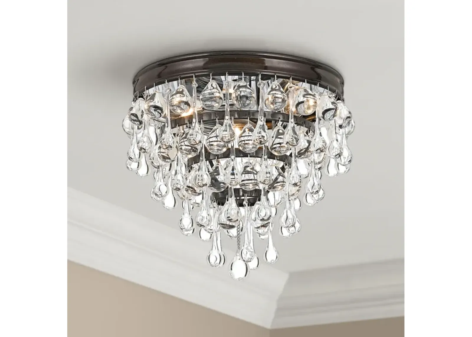 Crystorama Calypso Bronze 10" Wide Clear Glass Ceiling Light