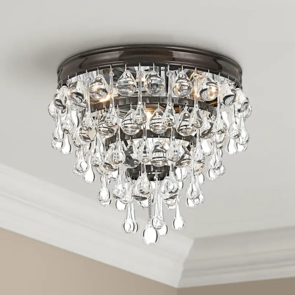 Crystorama Calypso Bronze 10" Wide Clear Glass Ceiling Light