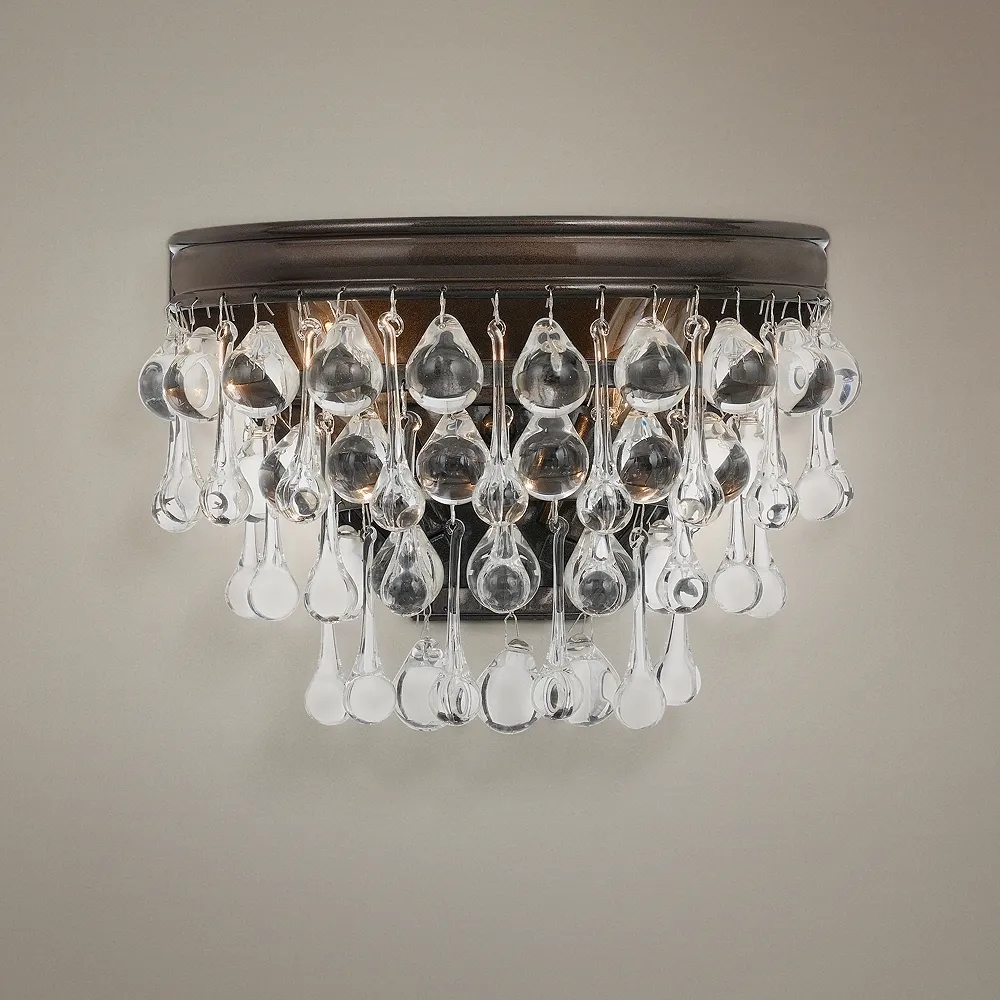 Crystorama Calypso Bronze 10 1/2" Wide Crystal Wall Sconce