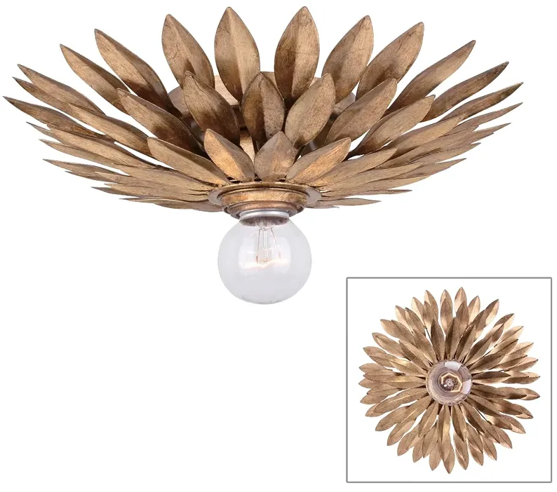 Crystorama Broche 11" Wide Antique Gold Ceiling Light