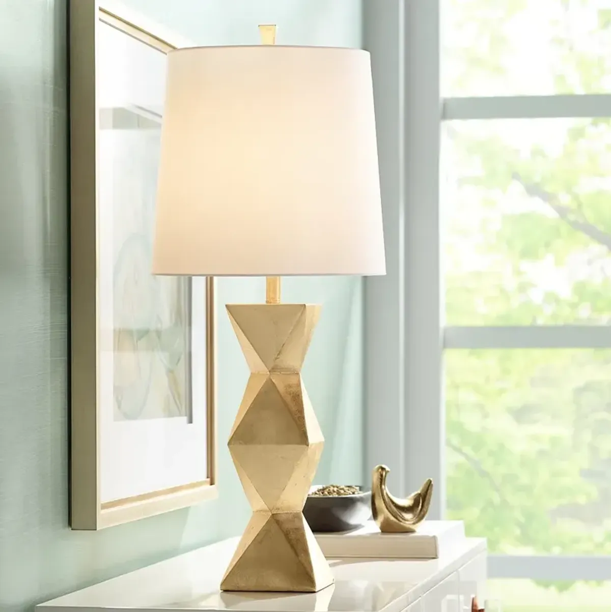 Pacific Coast Lighting Ripley Gold Finish Modern Sculpture Table Lamp