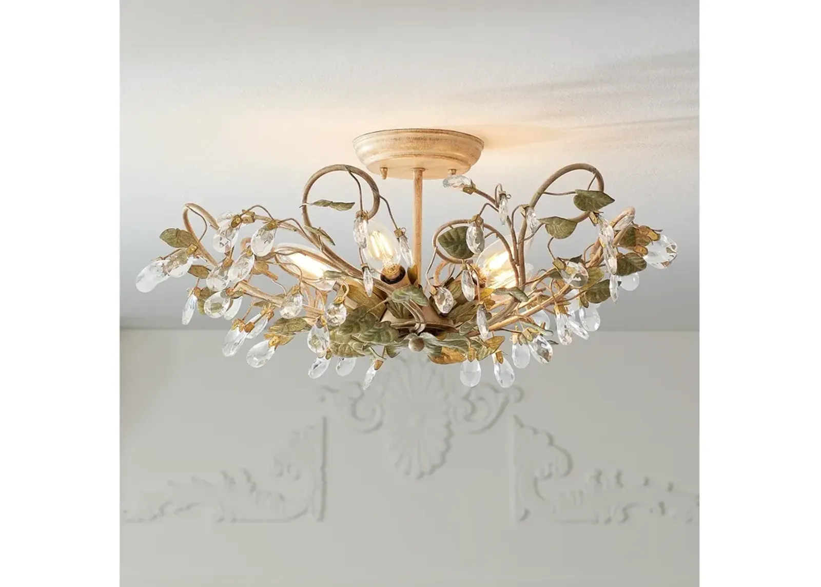 Crystorama Josie 20 1/2" Wide Floral Crystal Ceiling Light