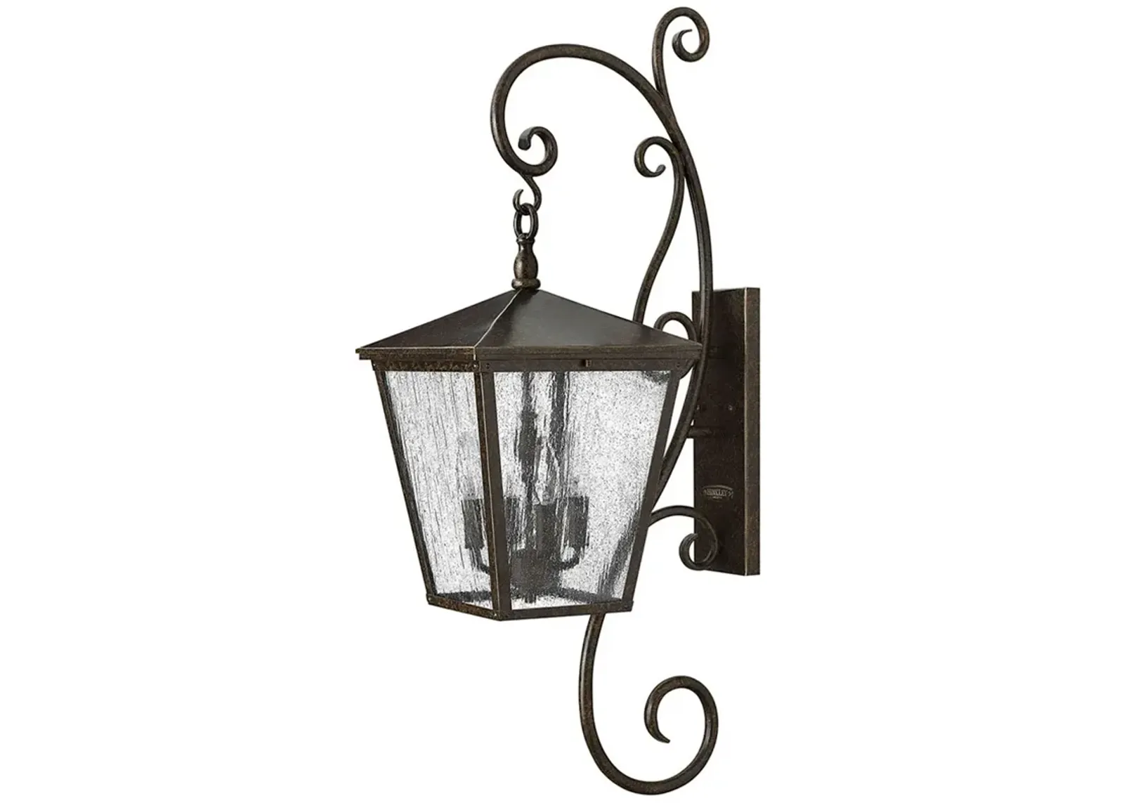 Outdoor Trellis-Large Wall Mount Lantern With Scroll-Regency Bronze