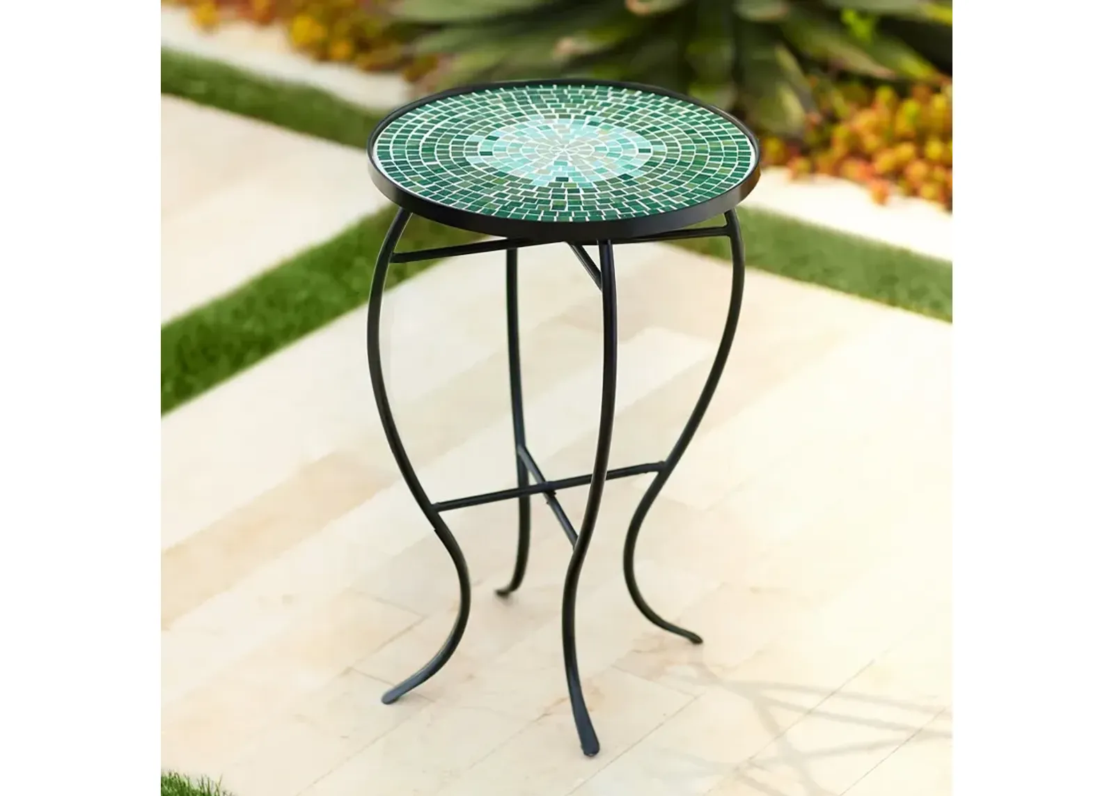 Bella Green Mosaic Outdoor Accent Table