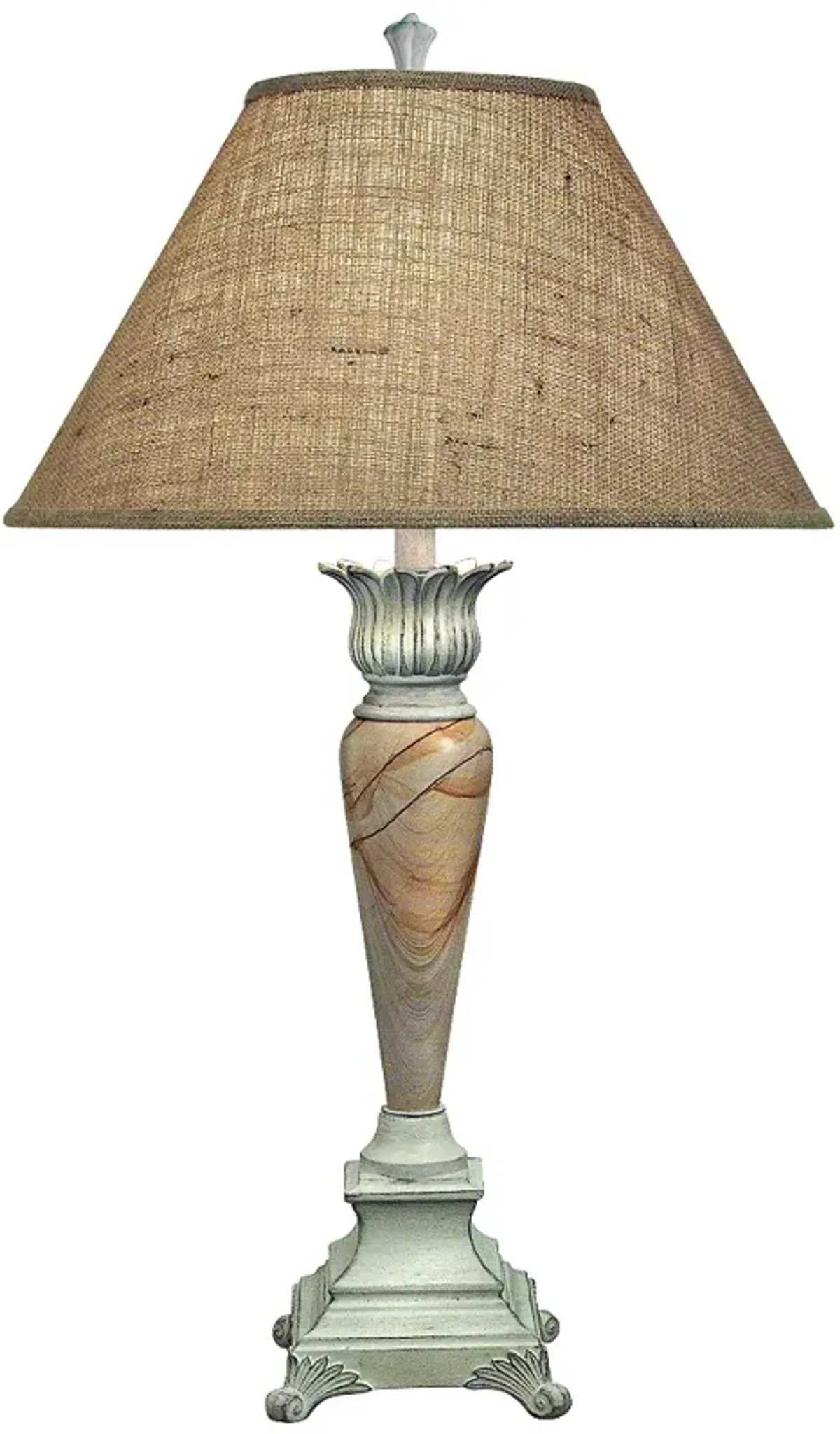 Stiffel 35" Burlap Shade Distressed White Table Lamp