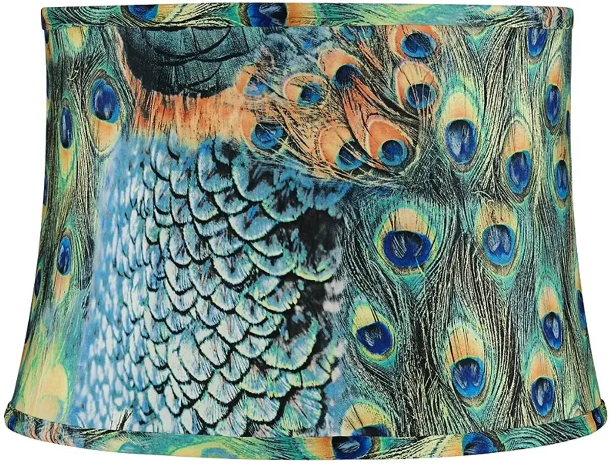 Peacock Print Drum Lamp Shade 14x16x11 (Spider)