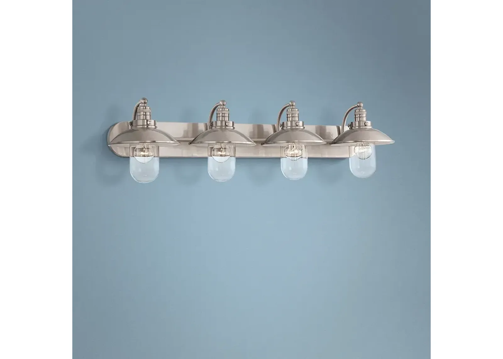 Downtown Edison 38 1/2"W Brushed Nickel 4-Light Bath Light