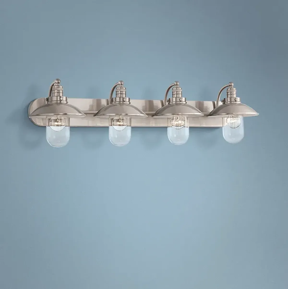 Downtown Edison 38 1/2"W Brushed Nickel 4-Light Bath Light