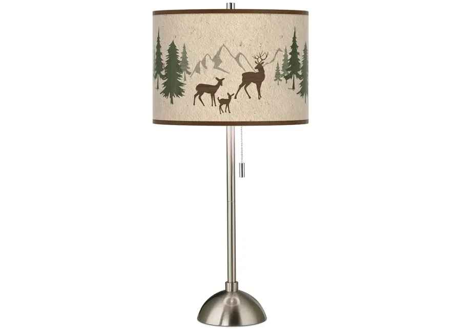 Giclee Glow 28" High Deer Lodge Shade Brushed Nickel Table Lamp