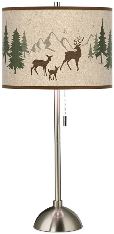 Giclee Glow 28" High Deer Lodge Shade Brushed Nickel Table Lamp