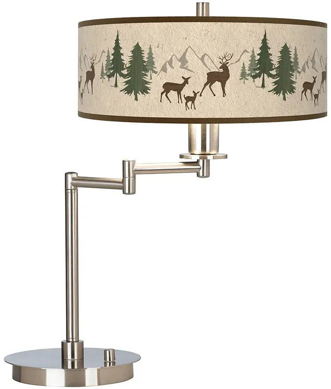 Deer Lodge Giclee Adjustable Swing Arm Modern Rustic LED Desk Lamp