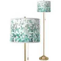 Aqua Mosaic Giclee Warm Gold Stick Floor Lamp