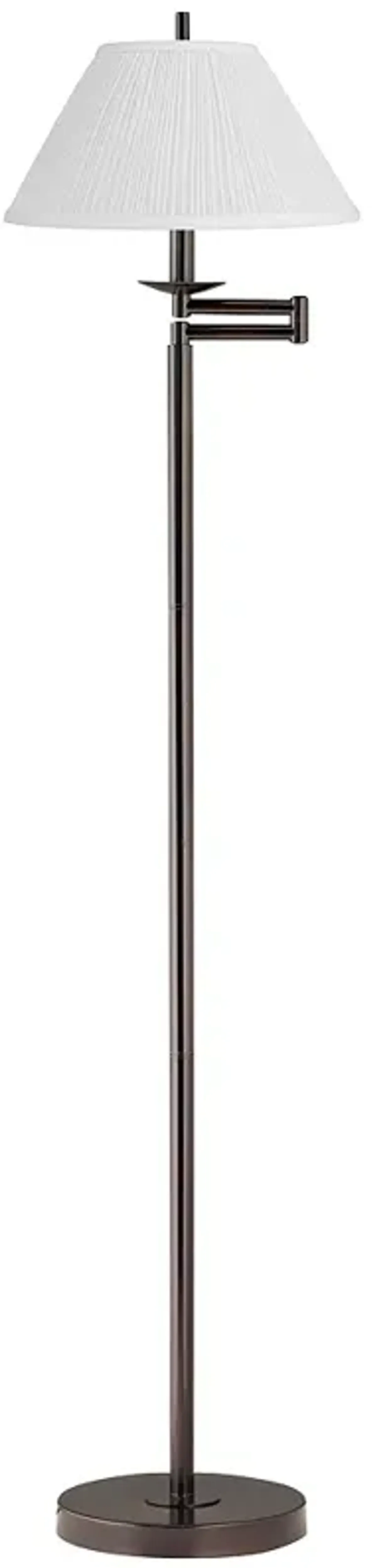 Gabrielle 60 1/2"H Bronze Swing Arm Floor Lamp with White Pleated Shad