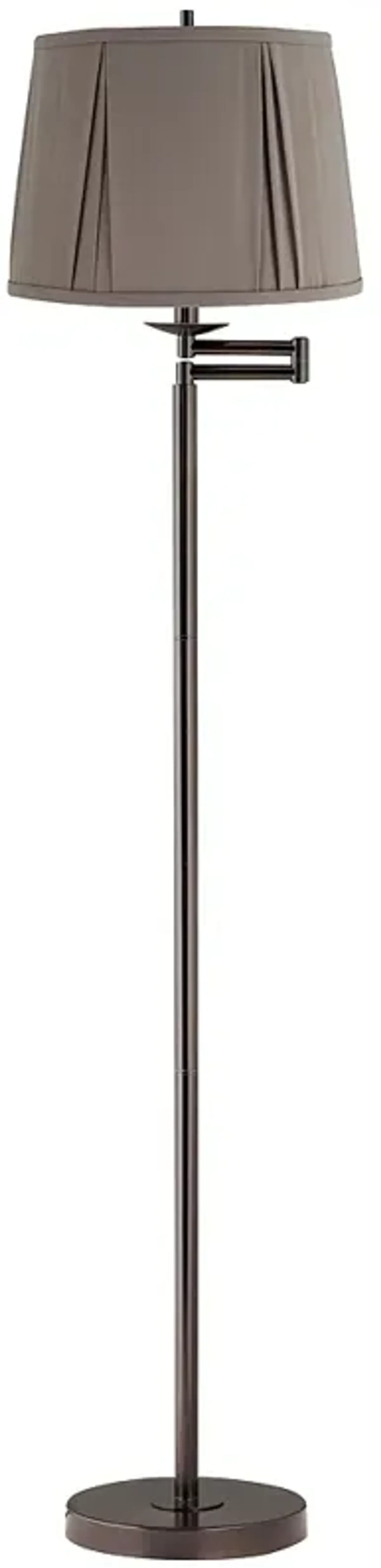 Gabrielle 60 1/2"H Bronze Swing Arm Floor Lamp with Khaki Gray Shade