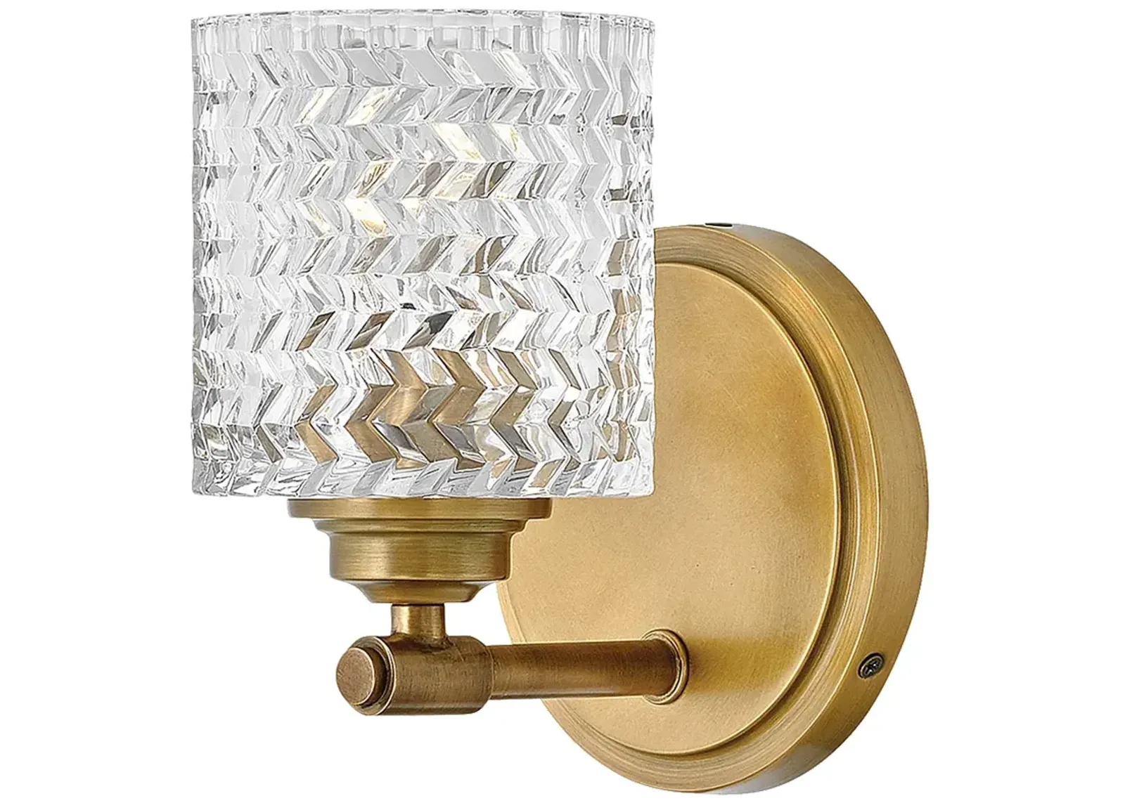 Hinkley Lighting Elle 7 3/4" Brass and Chevron Clear Glass Wall Sconce