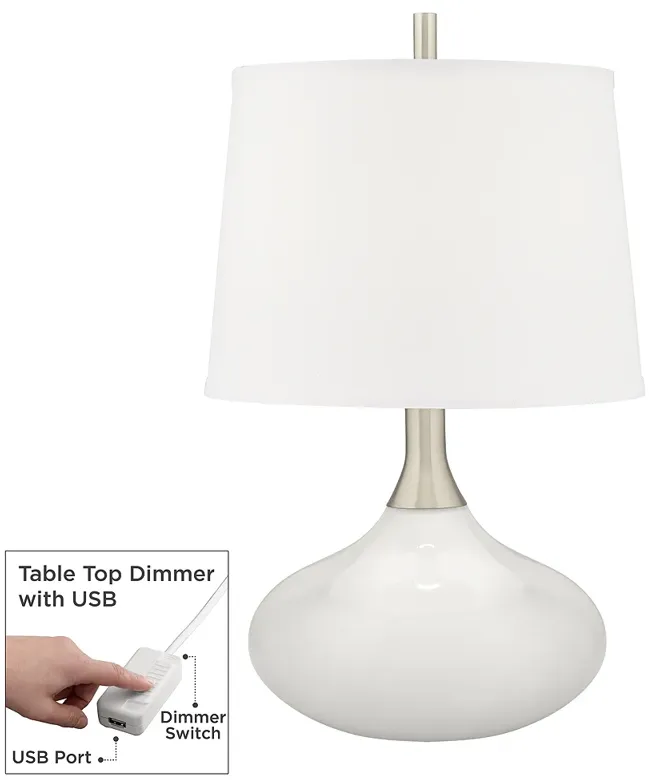 Color Plus Felix 24" Modern Winter White Table Lamp with USB Dimmer