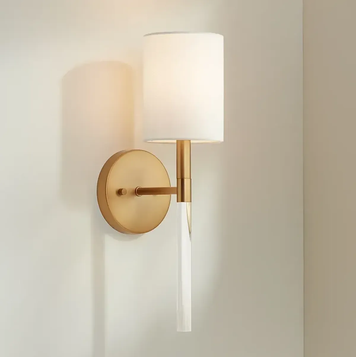 Possini Euro Myers 17 1/2" High Warm Brass Clear Acrylic Wall Sconce