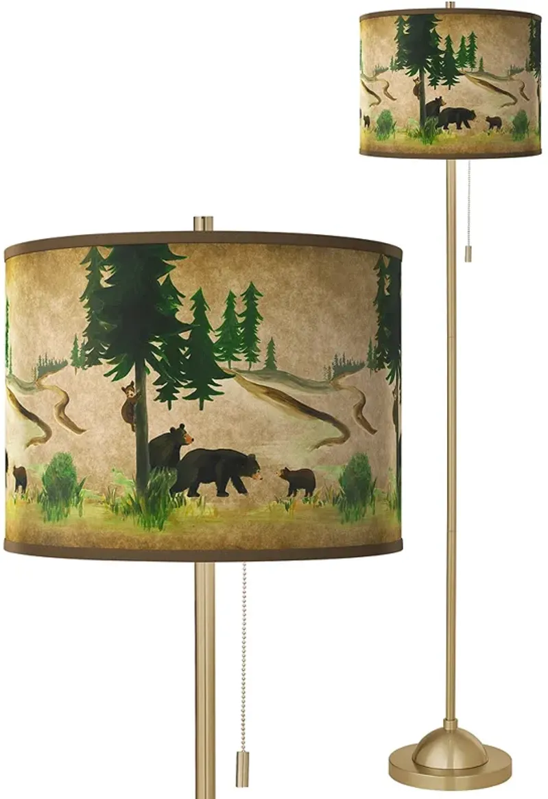 Bear Lodge Giclee Warm Gold Stick Floor Lamp