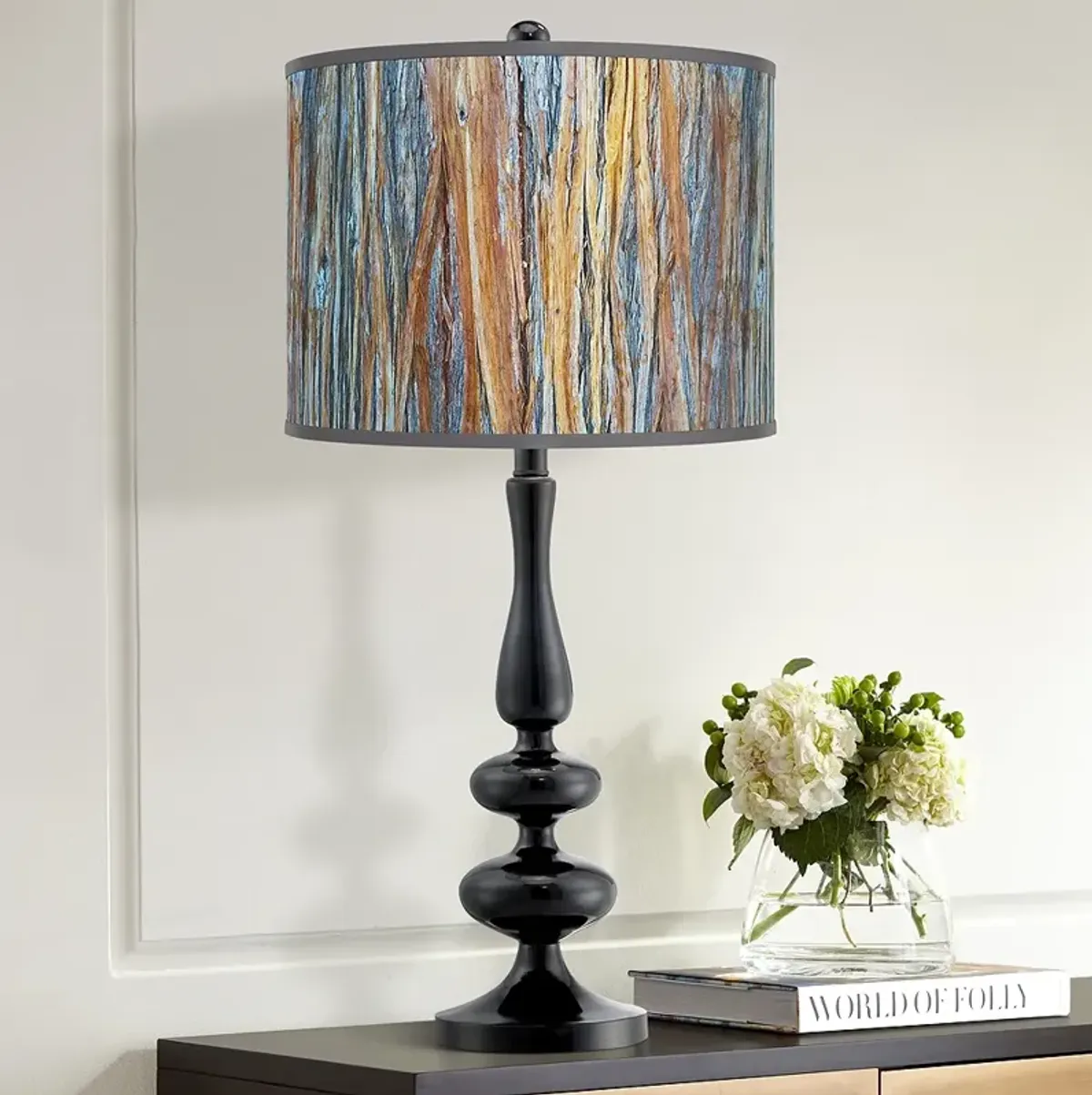 Giclee Gallery Paley 29" High Striking Bark Shade Black Table Lamp