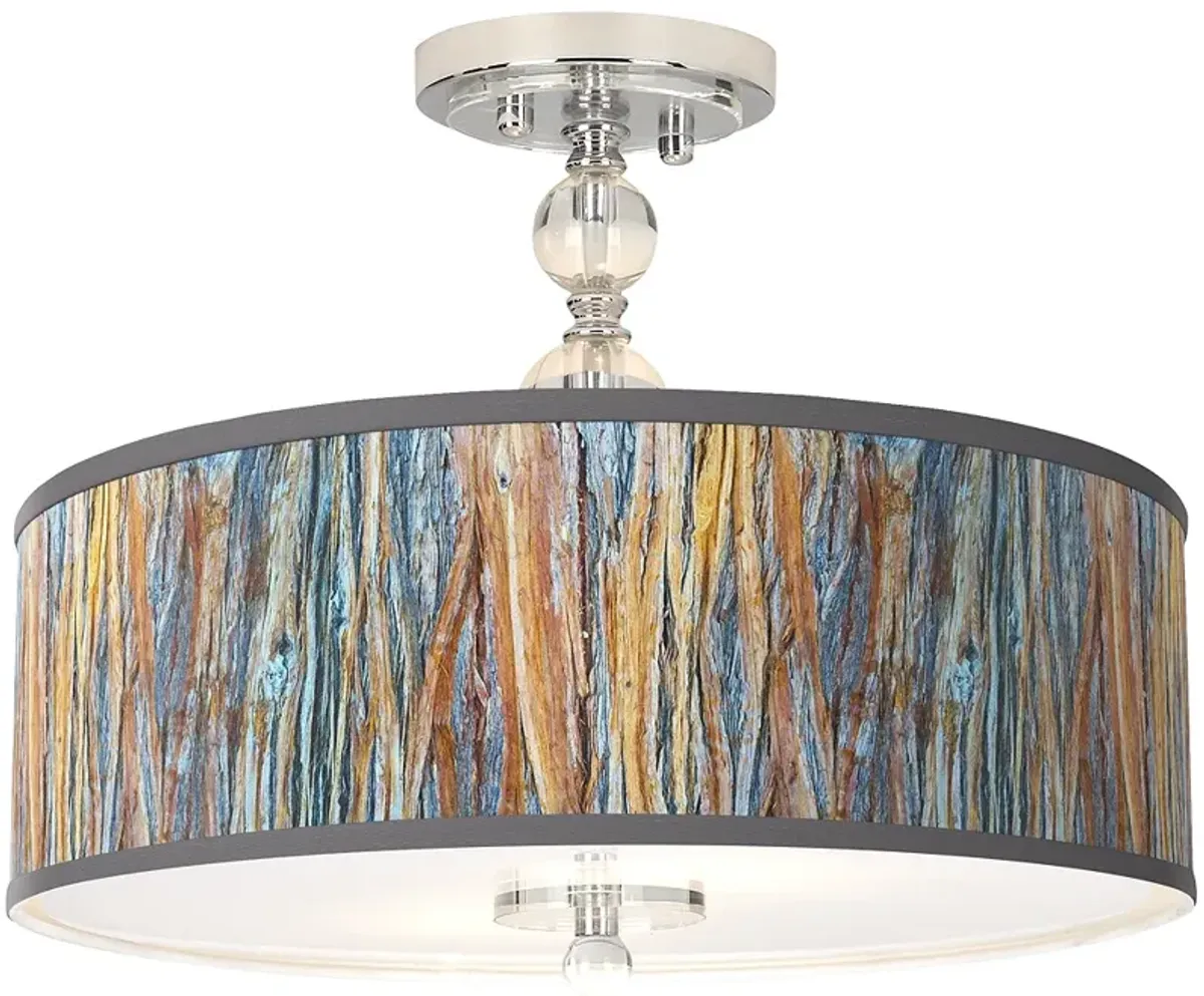 Striking Bark Giclee 16" Wide Semi-Flush Ceiling Light