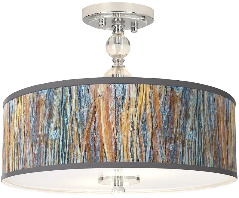 Striking Bark Giclee 16" Wide Semi-Flush Ceiling Light