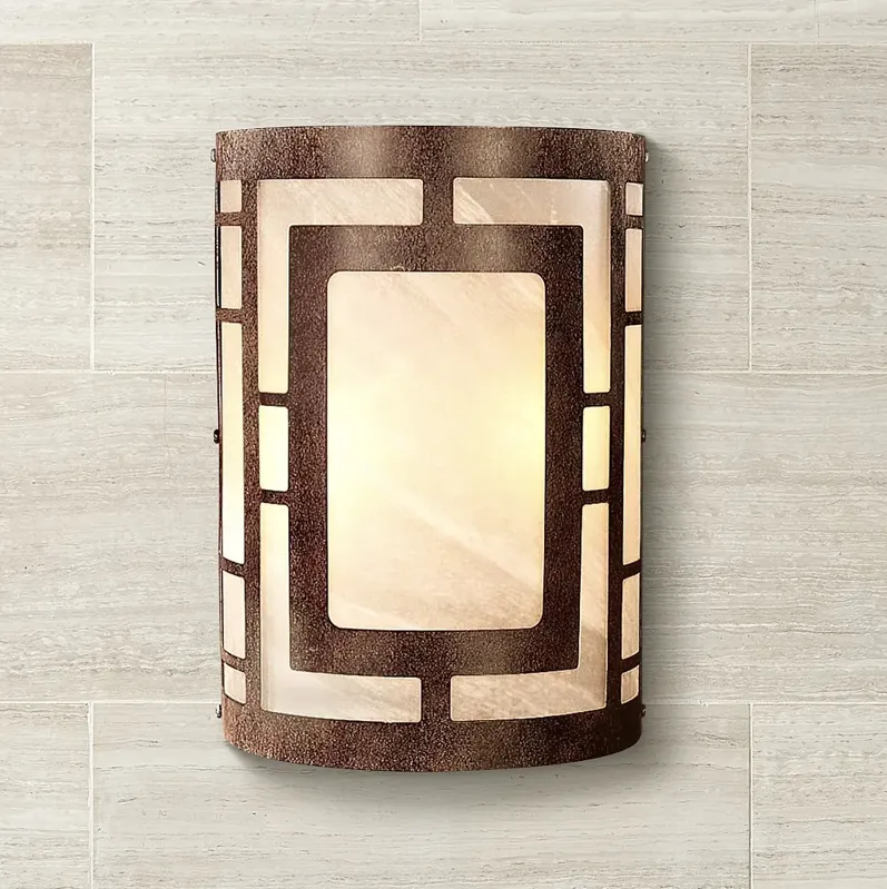 Minka Lavery 11" High Nutmeg Finish and Marble Glass Wall Sconce