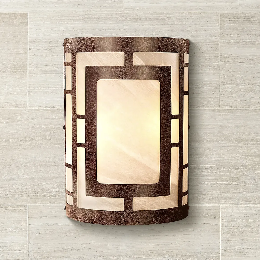 Minka Lavery 11" High Nutmeg Finish and Marble Glass Wall Sconce